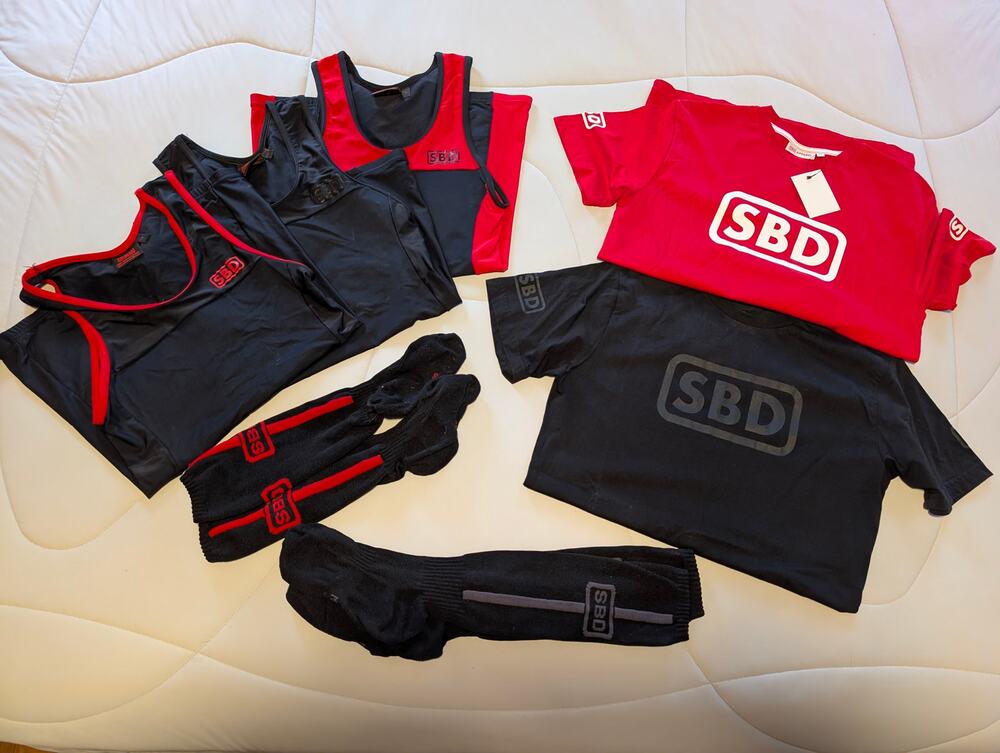 SBD Powerlifting Apparel Bundle | 3 Singlets, 2 Comp T's, 2 Pairs Deadlift Socks